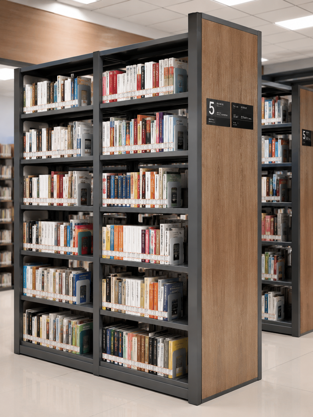 Double-Sided Steel Library Rack for School & Public Library Storage